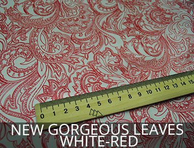 NEW GORGEOUS LEAVES WHITE-RED Подкладка принт оптом