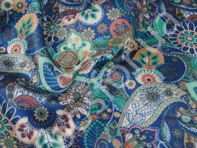 Подкладка принт 190т floral ethnic turquoice Босфор Текстиль