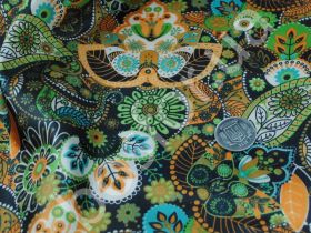 Подкладка принт 190т floral ethnic brown Босфор Текстиль