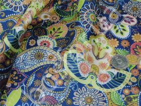 Подкладка принт 190т floral ethnic green blue Босфор Текстиль