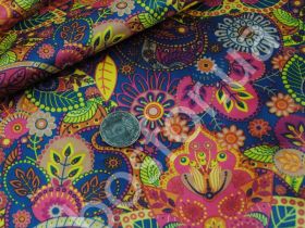 Подкладка принт 190т floral ethnic bordo blue Босфор Текстиль