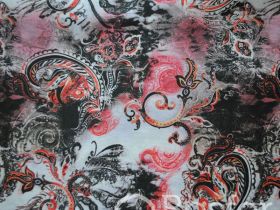 Подкладка принт 190т watercolor cucumbers red Босфор Текстиль