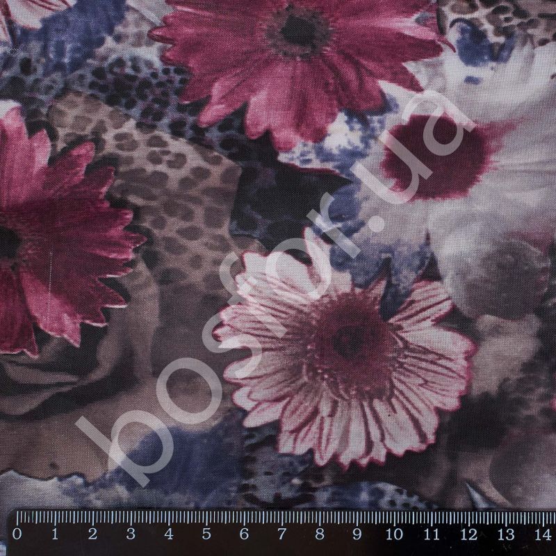 Подкладка принт 190т wild flowers bordo Босфор Текстиль