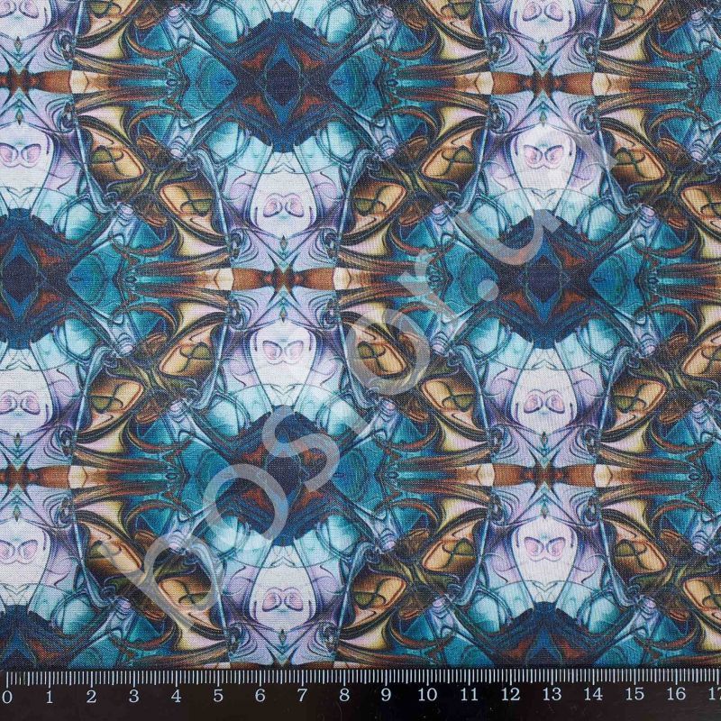 Подкладка принт 190т kaledoscope Босфор Текстиль