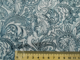Подкладка принт 190т new gorgeous leaves white-blue Босфор Текстиль