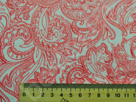 Подкладка принт 190т new gorgeous leaves white-red Босфор Текстиль