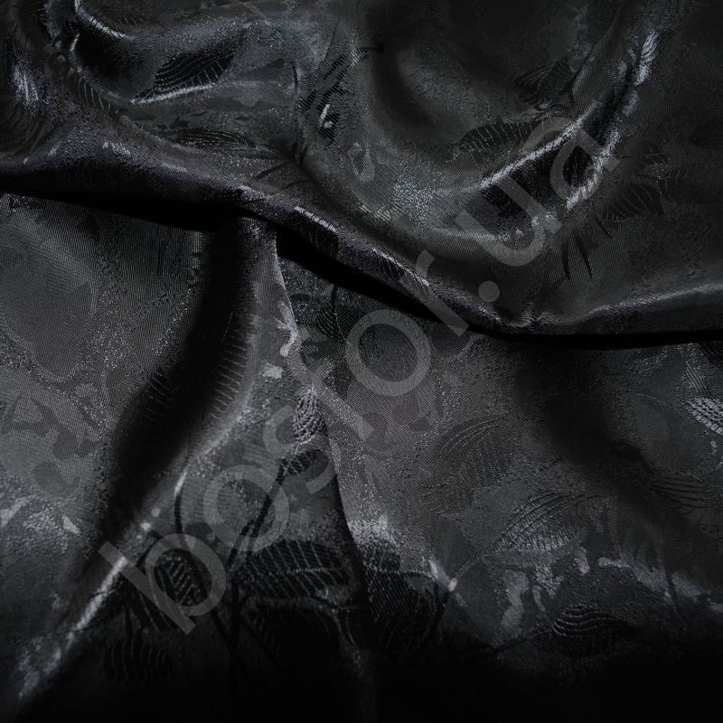 Подкладка жаккард подкладка t/r leaf black Босфор Текстиль